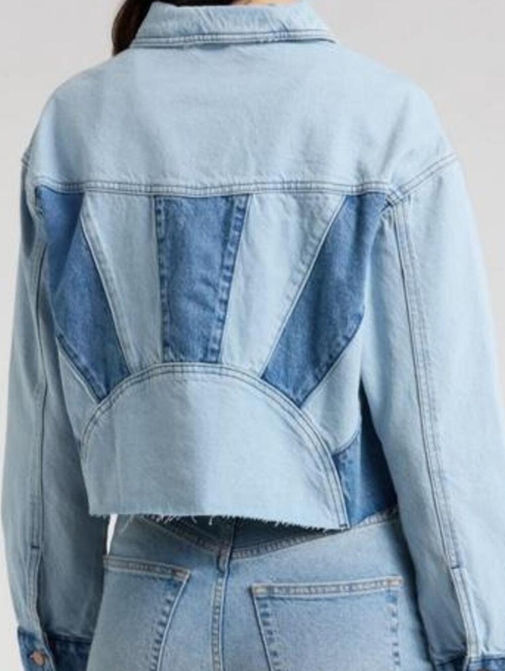 Marine Layer Light Wash Cropped Ray Denim Jacket - Pale Blue NWT